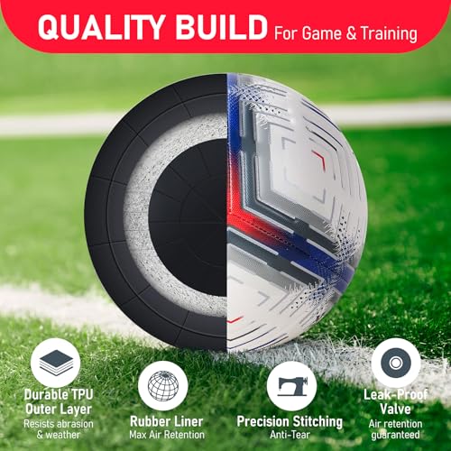 Richball Soccer Ball Size 5 with Pump, Soccer Ball Durable TPU, Official Size & Weight, Indoor Outdoor Practice Training, Original Design Great Soccer Gift