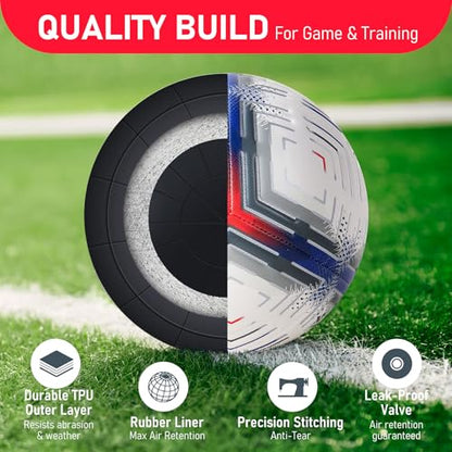 Richball Soccer Ball Size 5 with Pump, Soccer Ball Durable TPU, Official Size & Weight, Indoor Outdoor Practice Training, Original Design Great Soccer Gift