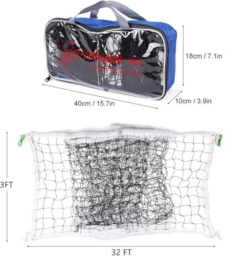 Professional Volleyball Net,Pool Volleyball Net with Aircraft Wire Rope, 32 FT x 3 FT, for Indoor and Outdoor