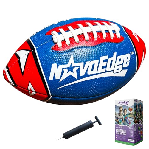 8.5-Inch All-Weather Football for Kids | Land & Water Play on Lawn, Playground, Pool, Beach | Waterproof with Grips & Laces | Includes Pump | Choose 1 or 2 Ball Pack - color: Blue x1