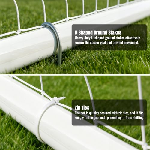 Soccer Goal for Backyard - 12×6/8×6/6×4 FT, Training and Tournament Size Metal Frame Soccer Net with Target Net, Shooting Target & 12 Training Cones for Kids Teens Adults Easy Assembly - size: 8x6 ft