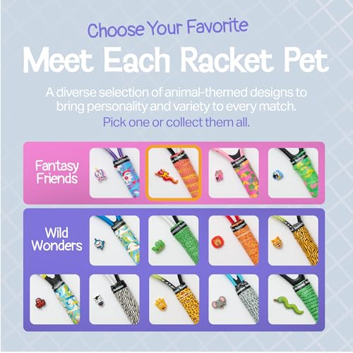 Racket Pets Kids Tennis Racket Dampener & Matching Overgrip Tape, Performance Shock Absorbing Dampener for Tennis Racket & Fun Animal Print Tennis Wrap Grip Tape - style: Unicorn