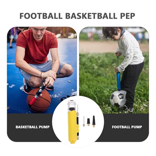 Mini Sports Ball Pump with Needle, Hand Air Pump for Basketball, Soccer, Volleyball, Portable Inflator for Swim Rings, Yellow
