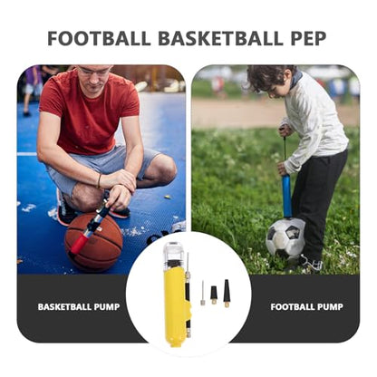 Mini Sports Ball Pump with Needle, Hand Air Pump for Basketball, Soccer, Volleyball, Portable Inflator for Swim Rings, Yellow