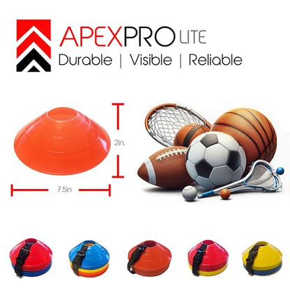 Sports Training Cones (Set of 40) - APEX PRO Sports - Training Cones Agility Soccer Cones with Carry Strap for Training, Soccer, Football, Basketball,Kids and Other Sports and Games