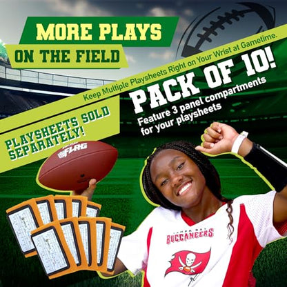 Football Play Wristbands - Youth Quarterback Gear - Wristband Playbook for Football and Softball Signs - color: Orange