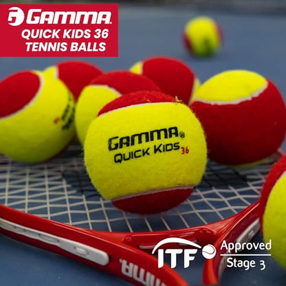 GAMMA Quick Kids Training Tennis Balls for Kids & Beginners, Low-Compression Core Reduces Speed & Bounce, Great for Tennis Practice, USTA & ITF Approved for 10 & Under Tournaments Parent - size: 12 Bag, style: Quick Kids 36
