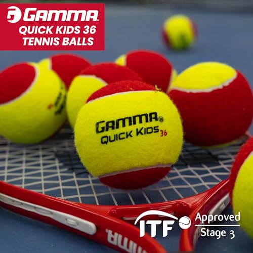 GAMMA Quick Kids Training Tennis Balls for Kids & Beginners, Low-Compression Core Reduces Speed & Bounce, Great for Tennis Practice, USTA & ITF Approved for 10 & Under Tournaments Parent - size: 12 Bag, style: Quick Kids 36