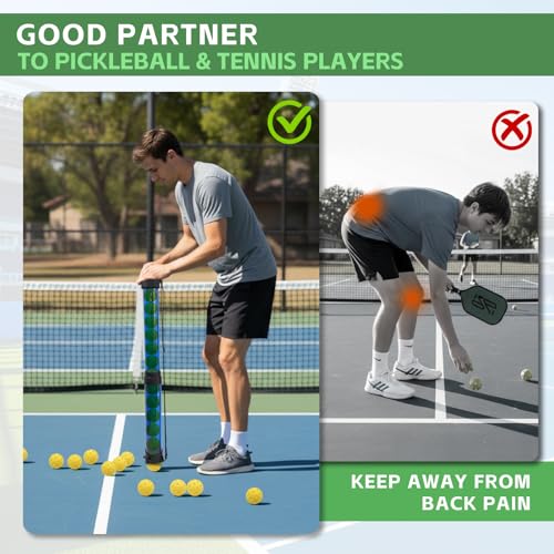 Tennis Ball & Pickleball Picker Holds 14 Balls, Ball Pickup Tube with Shoulder Strap, Lightweight Easy Pickup Portable Ball Holder, Pickleball & Tennis Ball Hopper - color: Orange