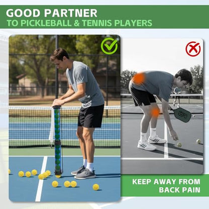 Tennis Ball & Pickleball Picker Holds 14 Balls, Ball Pickup Tube with Shoulder Strap, Lightweight Easy Pickup Portable Ball Holder, Pickleball & Tennis Ball Hopper - color: Orange