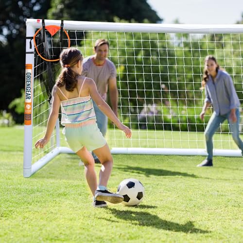 ORIENGEAR Soccer Goal, 12x6/10x6.5/8x6/6x4 Full Size Soccer Goals for Backyard, Soccer Net with Training Discs, Portable Soccer Goal for Kids and Adults with 1 Carry Bag, Porterias De Futbol - size: 10'x6.5' with target