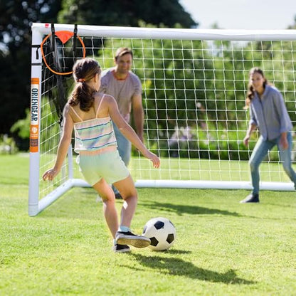 ORIENGEAR Soccer Goal, 12x6/10x6.5/8x6/6x4 Full Size Soccer Goals for Backyard, Soccer Net with Training Discs, Portable Soccer Goal for Kids and Adults with 1 Carry Bag, Porterias De Futbol - size: 10'x6.5' with target