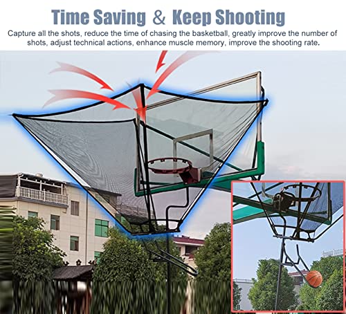 Basketball Hoop Returner Shot Return Apparatus - Attachment/Shooting Trainer with Bag Hanging Rebounder Acce