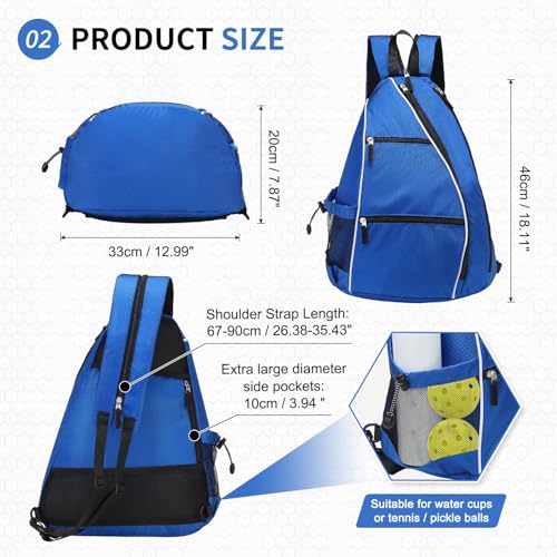 Pickleball Sling Bags 32L Convertible Reversible Paddle Rackets Bag Lightweight Casual Pack for Men Women Ladies