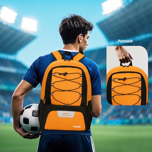 Goloni Soccer Bag, Basketball Bag with Ball Compartment & Shoe Compartment,Large Soccer Backpack for Basketball,Gym，Football - color: Dark Coffee