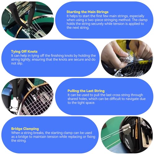 EVKILI Starting Clamp 4-Spring for Tennis and Badminton Racket Stringing, Holding the Racquet Line for Threading Work, A Useful Tool for Stringers