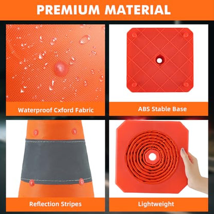 Jade Butterfly 18 Inch 3 Pack Collapsible Traffic Safety Cones, Orange Cones with Reflective Collar, Portable Multipurpose Traffic Cones for Parking Construction Driving Training Sports Practice - size: 18” - 3PACK