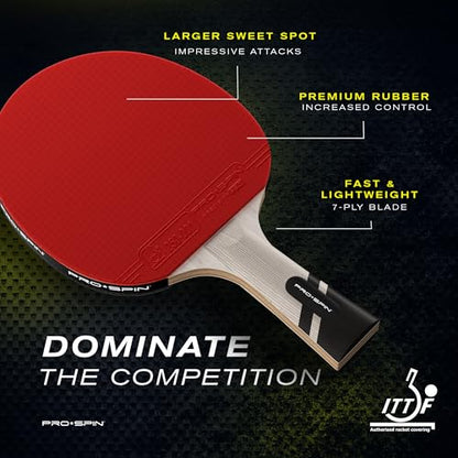 PRO-SPIN Ping Pong Paddles – ITTF Approved Professional Table Tennis Rackets with Carbon Fiber for Superior Control | 7-Ply Blade, Premium Rubber, 2.0mm Sponge - color: 4-Pack | Active Red