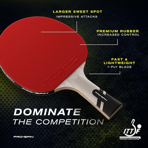 PRO-SPIN Ping Pong Paddles – ITTF Approved Professional Table Tennis Rackets with Carbon Fiber for Superior Control | 7-Ply Blade, Premium Rubber, 2.0mm Sponge - color: 4-Pack | Active Red