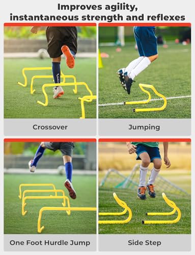 GHB Agility Hurdles 8" Speed Agility Training Hurdles, Detachable Sturdy Hurdles Training Equipment Set with Carry Bag for Kids,Athletes,Soccer,Basketball - size: 10 Pack-Yellow