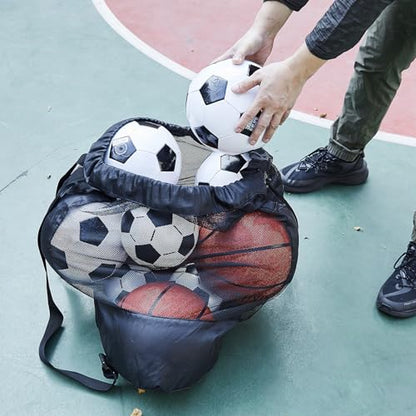2 Pack Heavy Duty Soccer Ball Bag,Volleyball Ball Bag with Adjustable Strap,soccer Ball Bags for Coaches, Mesh Ball Bag for Holding Basketball, Volleyball, Baseball, Swimming Gear - color: Black-L