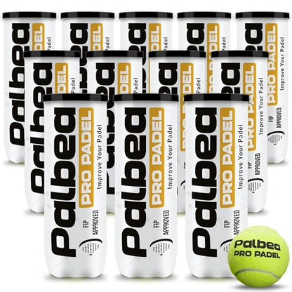 Palbea PRO Padel Balls. 6/12/24 Tubes of 3 Padel Tennis Balls FIP Approved. Paddle Balls Made of HV Felt for Training and Tournament. Suitable for Any Surface or Sites. - style: 1 Carton x 12 Tubes
