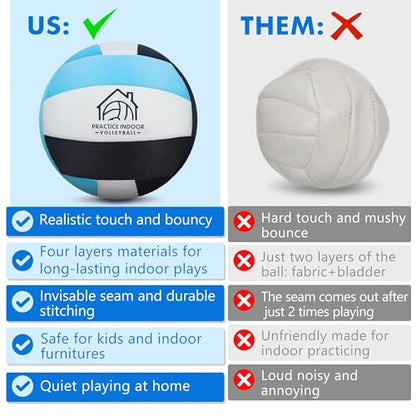 Soft Indoor Volleyballs for Practicing Inside House and Yard, Safe and Silent Volleyball for Girls Boys Kids Youth Beginners Training Birthday Christmas Easter Gifts - color: Blue