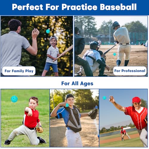 Coopay 24/80 Pack Practice Baseball SoftBalls Plastic Training Balls Lightweight Hollow Balls with a Drawstring Bag for Hitting, Baseball Training Indoor Outdoor Use - color: Sky Blue, style: 24 Pack