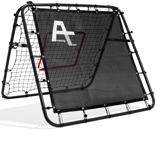 Adjustable Soccer Rebound Net | Double-Angle Soccer Trainer with Steel Frame | Portable Folding Rebounder for Passing & Shooting Practice | Outdoor Sports Equipment for Youth & Adult - size: 3.3×3.3×3.6FT