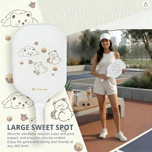 Smartway USAPA Approved Pickleball Paddles Set - Included 2 Lightweight & Slip Resistant Fiberglass Pickle Ball Rackets + 4 Balls + 1 Portable Carry Bag, Pickle Ball Set for Men Women Beginners