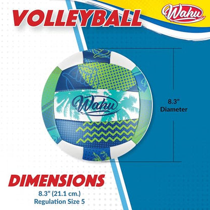 WAHU 100% Waterproof Soft Beach Volleyball for Play in and Out of Water, Outdoor Regulation Size 5 Volleyball for Beach and Pool, Green