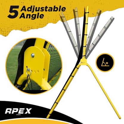 Apex Sports Professional Lacrosse Rebounder Volleyball Rebounder (4x7 Feet) - Adjustable 5 Angles, Soccer and Baseball Rebounder Practice Net with Precision Target Strip, Sturdy Frame