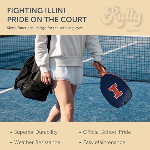 Officially Licensed Collegiate Pickleball Paddle Cover - Lightweight PU Leather Material - Durable Foam Interior Protection with Zippered Closure - Fits Most Paddles on the Market - color: Illinois Fighting Illini