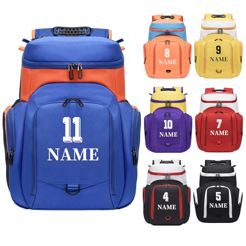 Custom Men's Basketball Backpack - color: Blue Orange