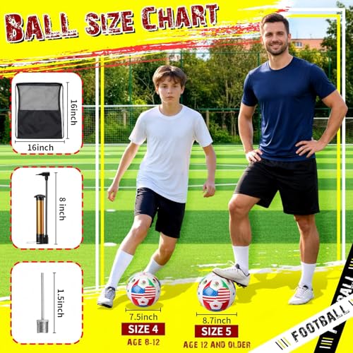 Tellingyou World Flag Soccer Ball Country Flags Training Ball 2026 International Multi Country Design with Pump Needle and Storage Bag for Team Practice Club Games Soccer Fan Gifts - size: Size 4