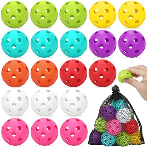 Coopay 20/40/80 Pack Mini Plastic Practice Baseballs, 1.65inch Small Soft Training Balls with Drawstring Bag for Baseball Hitting, Pitching & Batting Training, Indoor & Outdoor - color: Multicolor, style: 20 Pack