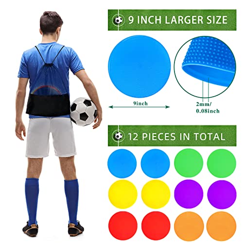 Poly Spot Markers 4 inch/9 inch Non-Slip Rubber Agility Training Markers Floor Dots Flat Field Cones for Football, Soccer, Basketball, School Exercise Drills, Dance Practice - style: 9 inch 24 Pcs (TPE)