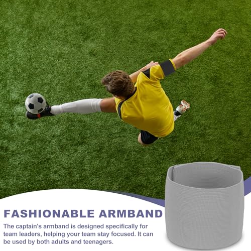 Soccer Captain Armband, Elastic Wrist Arm Bands Adjustable Player Team Leader Anti-Slip Badge Sports Accessories-Fit - color: Light Gray