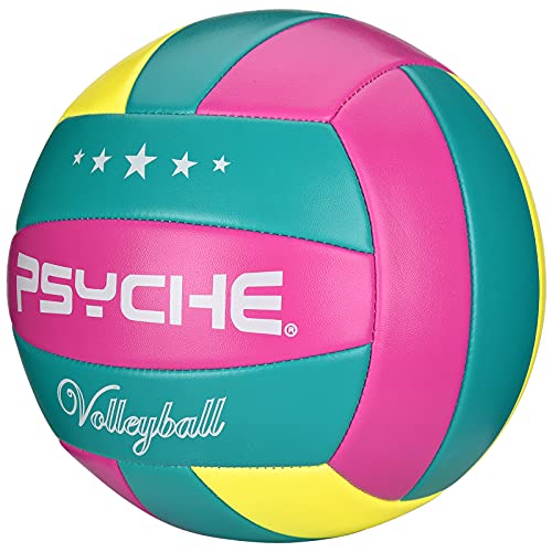 Wisdom Leaves Volleyball,Soft Volleyball Ball for Indoor Outdoor Beach Park Games Play and Training (Official Size 5) - color: Rose-Yellow-Blue