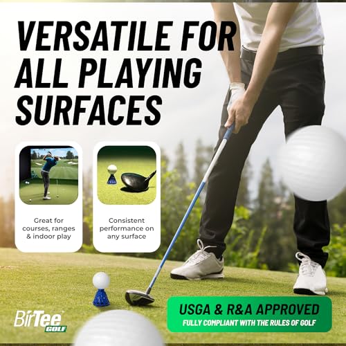 BirTee Golf Tees - PRO Speed Plus with Flexibility & Durability - 8 Pack. Indoor Golf Tees/Golf Simulator Tees/Winter Plastic Golf Tees - color: White