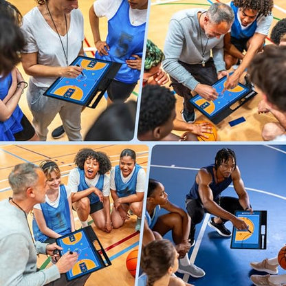 Basketball Coaching Board, Double-Sided Magnetic Tactics Clipboard with Dry Erase Marker, Portable Strategy Board for Coaches Training, Matches and Coach Gifts