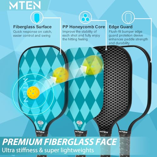 Pickleball Paddles Set of 2 or 4, or Single Paddle – USAPA Approved Fiberglass Surface Pickleball Rackets Set for Men & Women - color: Lake blue*4