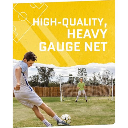 SKLZ Quickster Soccer Goal - Portable Goal for Backyard & Field - Durable Tension-Tite Frame & Heavy Gauge 2-Ply Net - Adjustable Click-Lock Poles, Metal Stakes - Carrying Case with Handle
