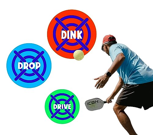 Pickleball Training: Wall-Mountable Vinyl Targets - Set of 3 Removable Adhesive Targets for Pickleball Skills Improvement