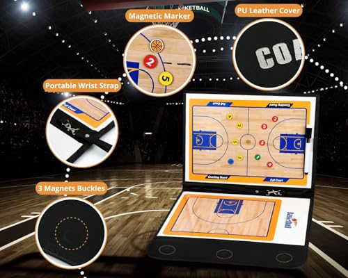 Magnetic Basketball Coaching Board Coaches Clipboard Tactical Board Kit with Dry Erase Surface, Portable Strategy Coach Board