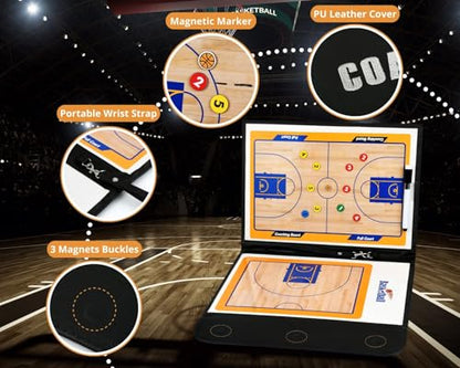 Magnetic Basketball Coaching Board Coaches Clipboard Tactical Board Kit with Dry Erase Surface, Portable Strategy Coach Board
