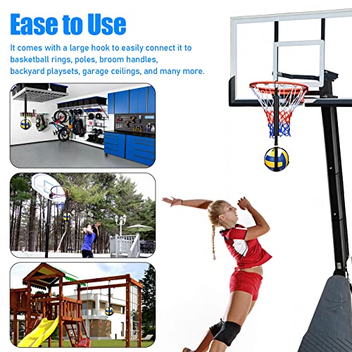 TOBWOLF Volleyball Spike Trainer with Bottom Holder, Volleyballs Spiking Pal for Basketball Hoop, Adjustable Volleyball Holder, Solo Practice Trainer Improves Serving, Jumping and Spiking Power