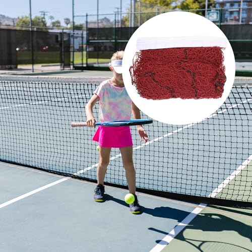 Toddmomy Portable Badminton Net and Tennis Net Red Mesh Outdoor Indoor Foldable Stable Badminton Netting for Backyard Court Training