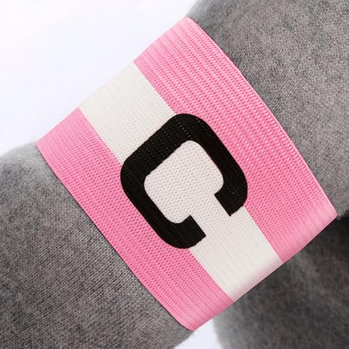 1 Pieces Elastic Football Soccer Captain Armband Adjustable Outdoor Football Player Bands for Youth Adult Pink