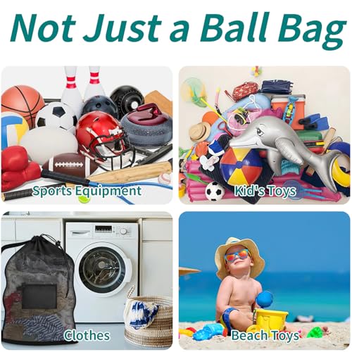 Extra Large Sports Ball Bag, Heavy Duty Breathable Mesh Storage Bag, 40" x 30" Hold 10-12 Soccer Basketball Football, Adjustable Shoulder Strap, Ideal for Coaches, Team, Swimming Gear - style: Zipper Pocket